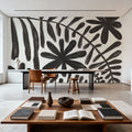 Fern and Flower Black Mural Wallpaper - room preview 03
