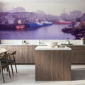 Foggy Fishing Purple Mural Wallpaper - room preview 03