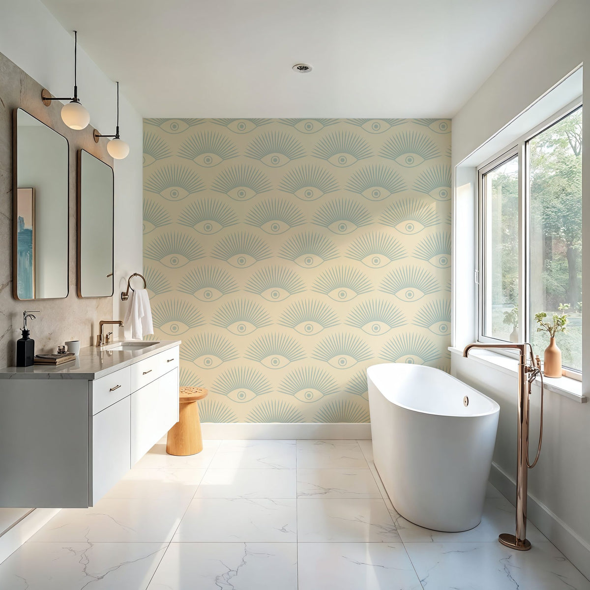 Art Deco Eye, Sky Blue Mural Wallpaper - room preview 03