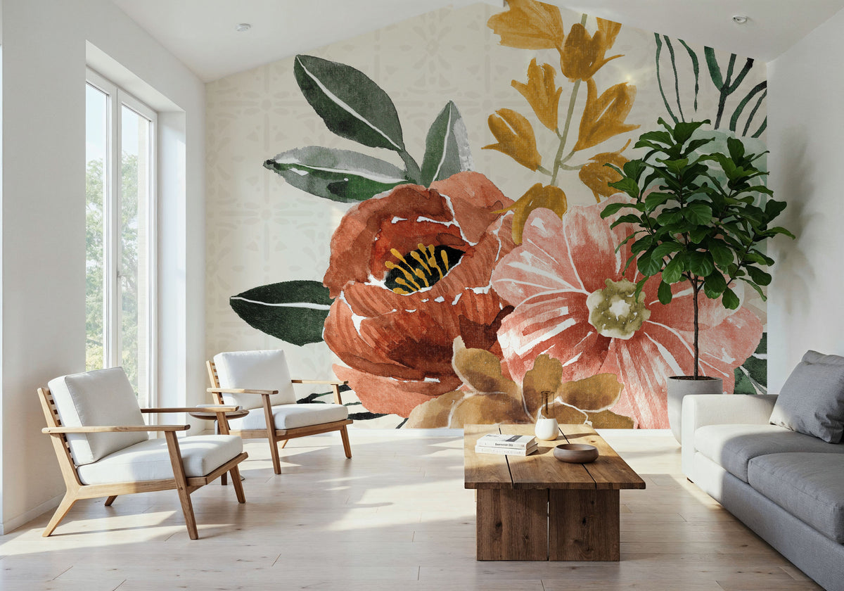 Chic Flowers Mural Wallpaper - room preview 03