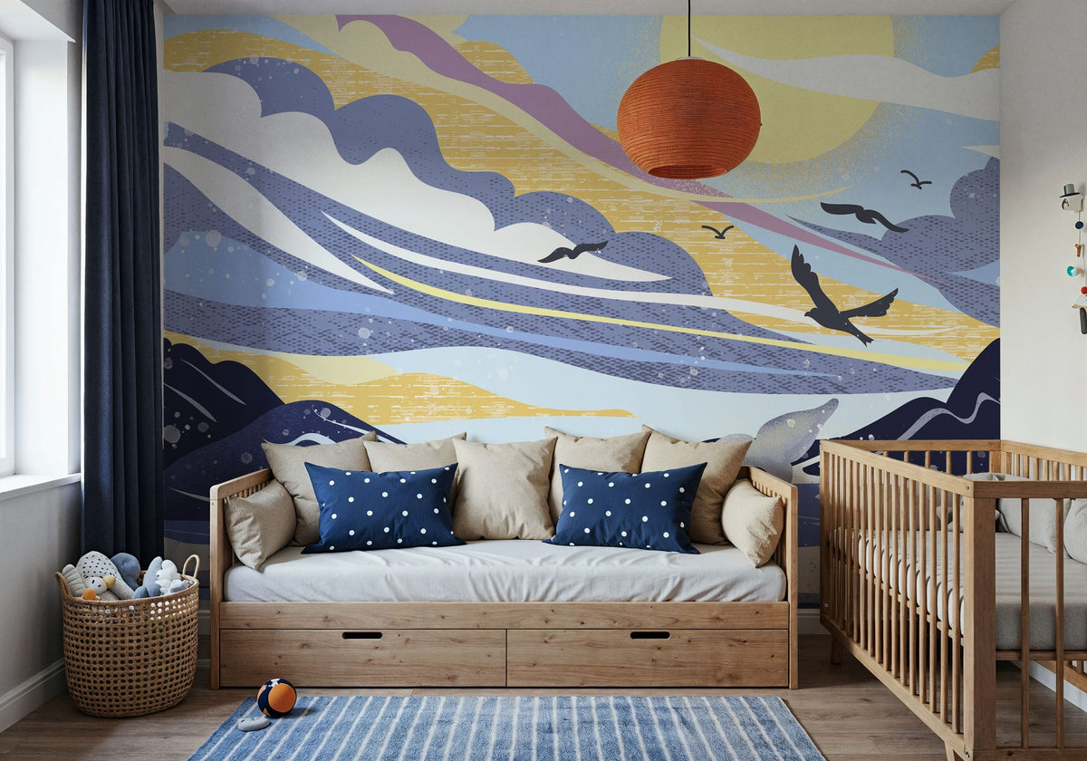 Coastal Apricity, Pewter Mural Wallpaper - room preview 03