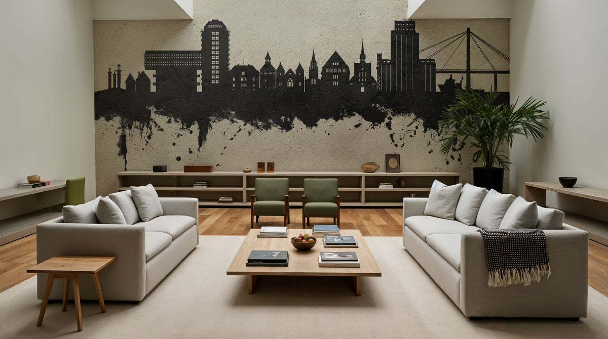 Stavanger Norway Skyline Concrete Mural Wallpaper - room preview 03