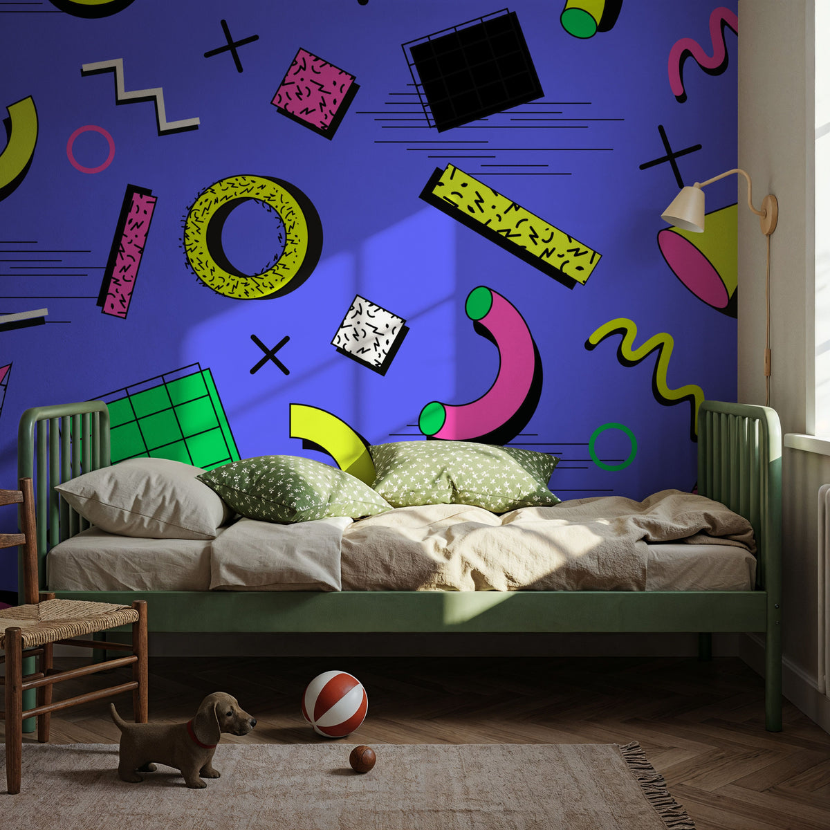 Memphis Shapes Mural Wallpaper - room preview 03