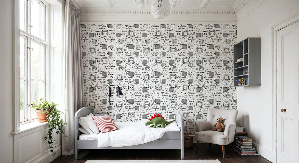 Sky Is the Limit White Mural Wallpaper - room preview 03
