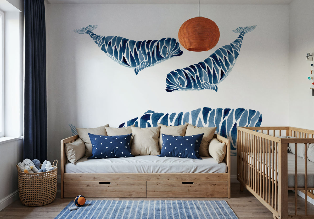 Three Whales Mural Wallpaper - room preview 03
