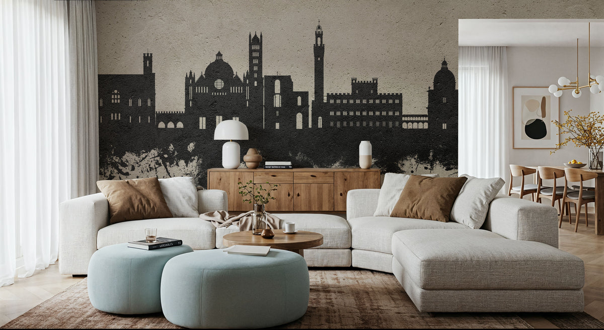 Siena Italy Skyline Concrete Mural Wallpaper - room preview 03