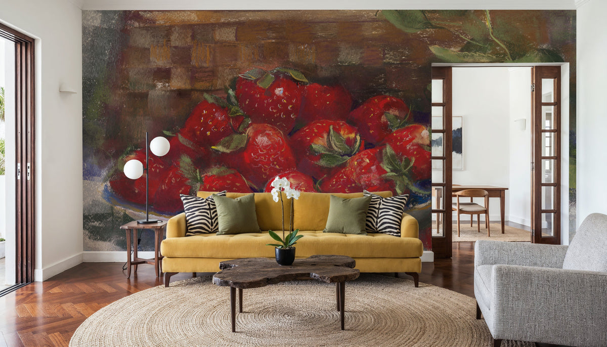 Plate of Strawberries Mural Wallpaper - room preview 03