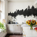 Santorini Skyline Black & White Mural Wallpaper - room preview 03
