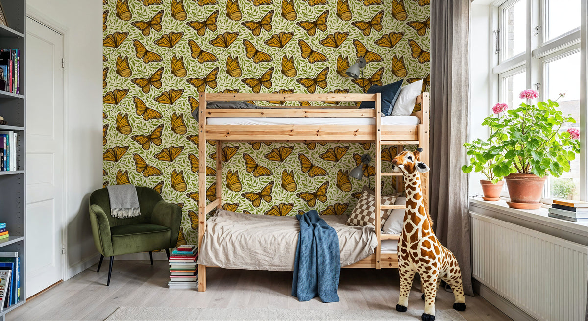 Papillion I, White Mural Wallpaper - room preview 03