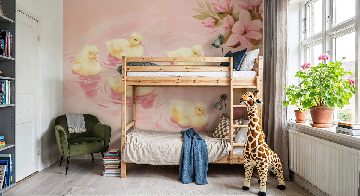 Pretty Ducklings Flower Mural Wallpaper - room preview 03
