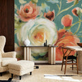 Florabundance I Autumn Teal Mural Wallpaper - room preview 03