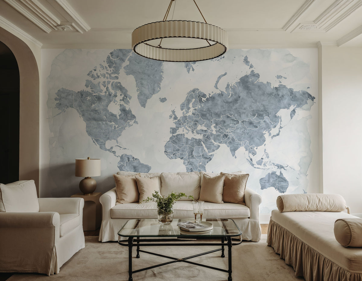 World Map Cities - Jacques Mural Wallpaper - room preview 03