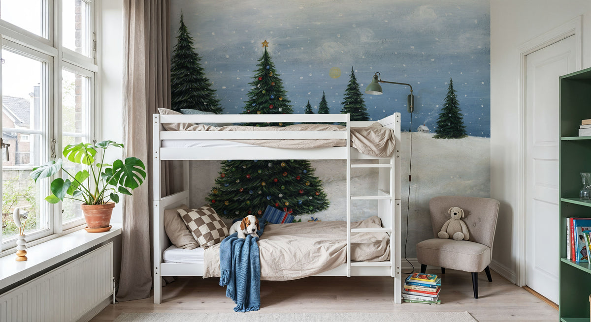 Deck the Halls Trees and Gifts Mural Wallpaper - room preview 03