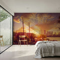 Golden Boat Metropolis Dusk Mural Wallpaper - room preview 03
