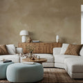 Painted Dreamy Clouds, Butter Yellow Mural Wallpaper - room preview 03