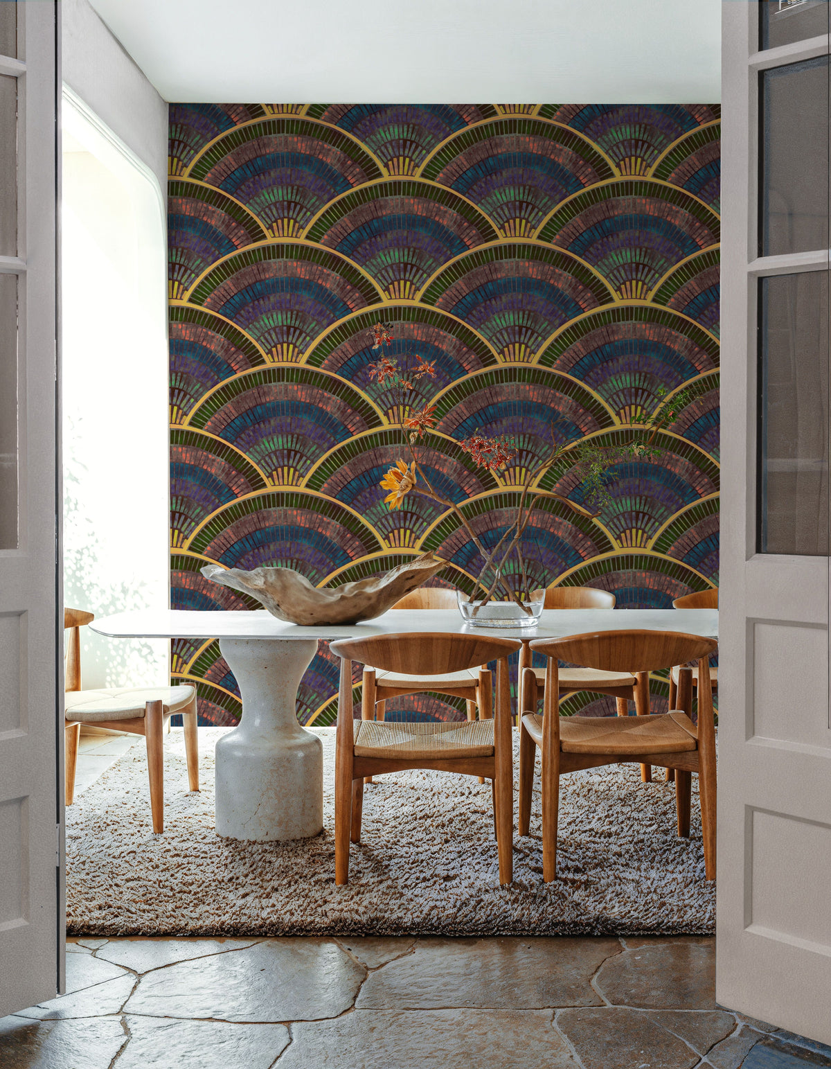 Moody Tiles, Warm Mural Wallpaper - room preview 03