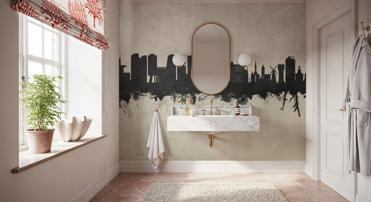Utrecht the Netherlands Skyline Concrete Mural Wallpaper - room preview 03