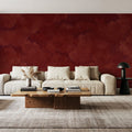 Painted Dreamy Clouds, Cherry Red Mural Wallpaper - room preview 03