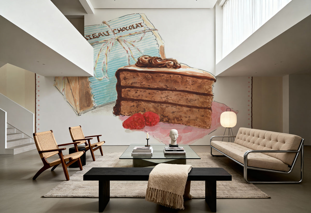Gateau Chocolate on Stripes Mural Wallpaper - room preview 03