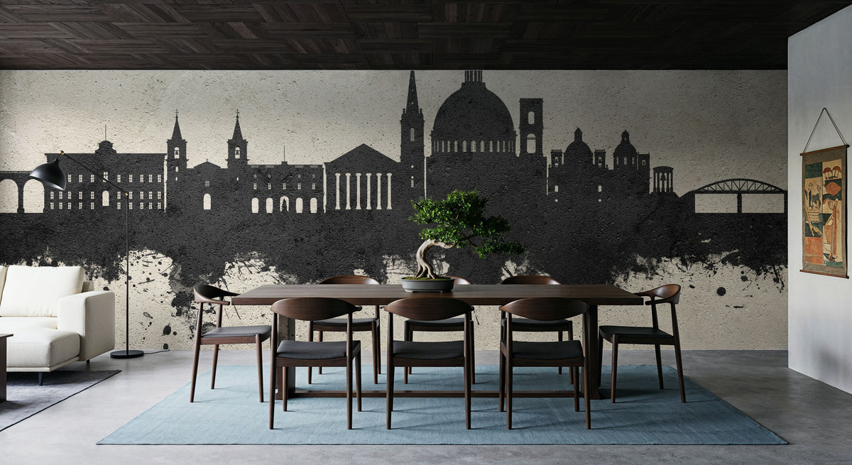 Valletta Malta Skyline Concrete Mural Wallpaper - room preview 03