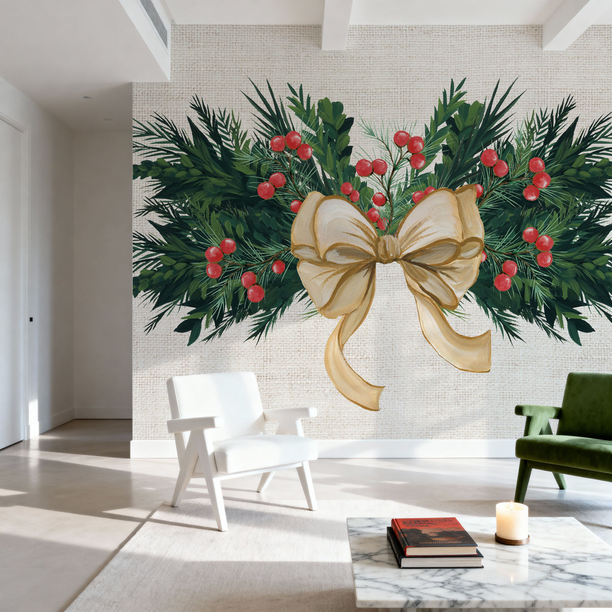 Evergreen Christmas I Mural Wallpaper - room preview 03