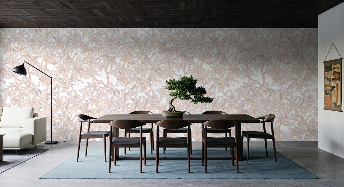 Cherry Tree Birds, Blush Pink Mural Wallpaper - room preview 03