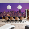 Pink Gradient Twilight Metropolis Mural Wallpaper - room preview 03