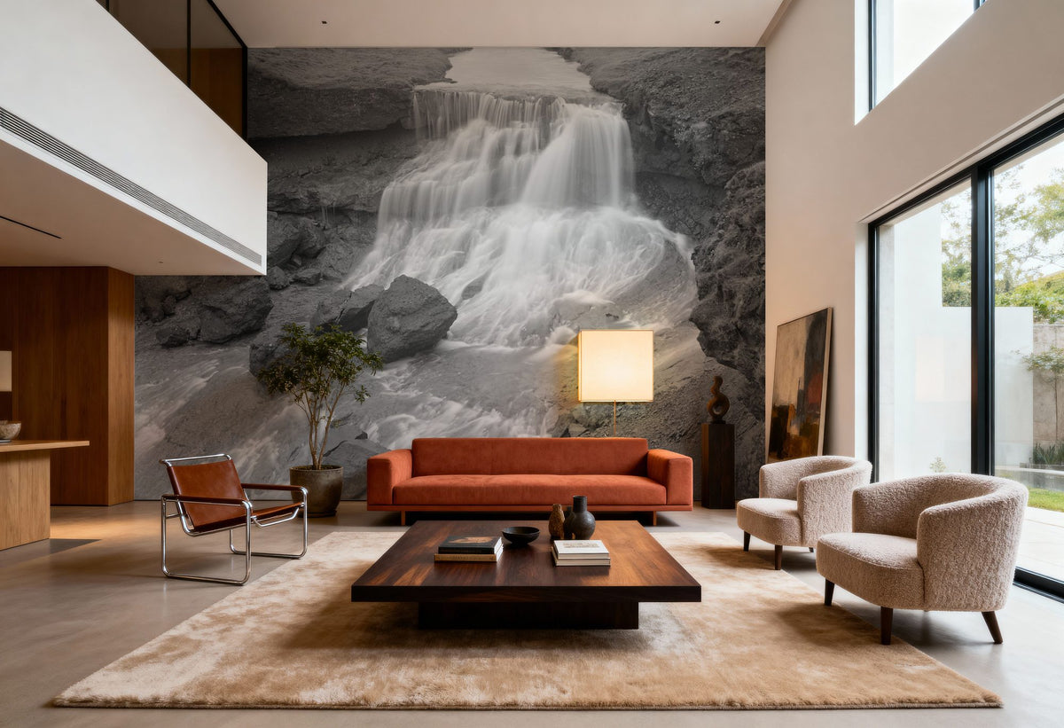 Waterfall Along the Fjarthra River Mural Wallpaper - room preview 03