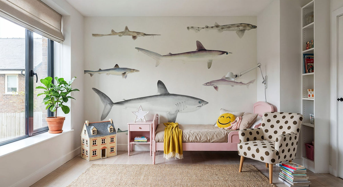 Sharks of the Pacific Ocean Mural Wallpaper - room preview 03