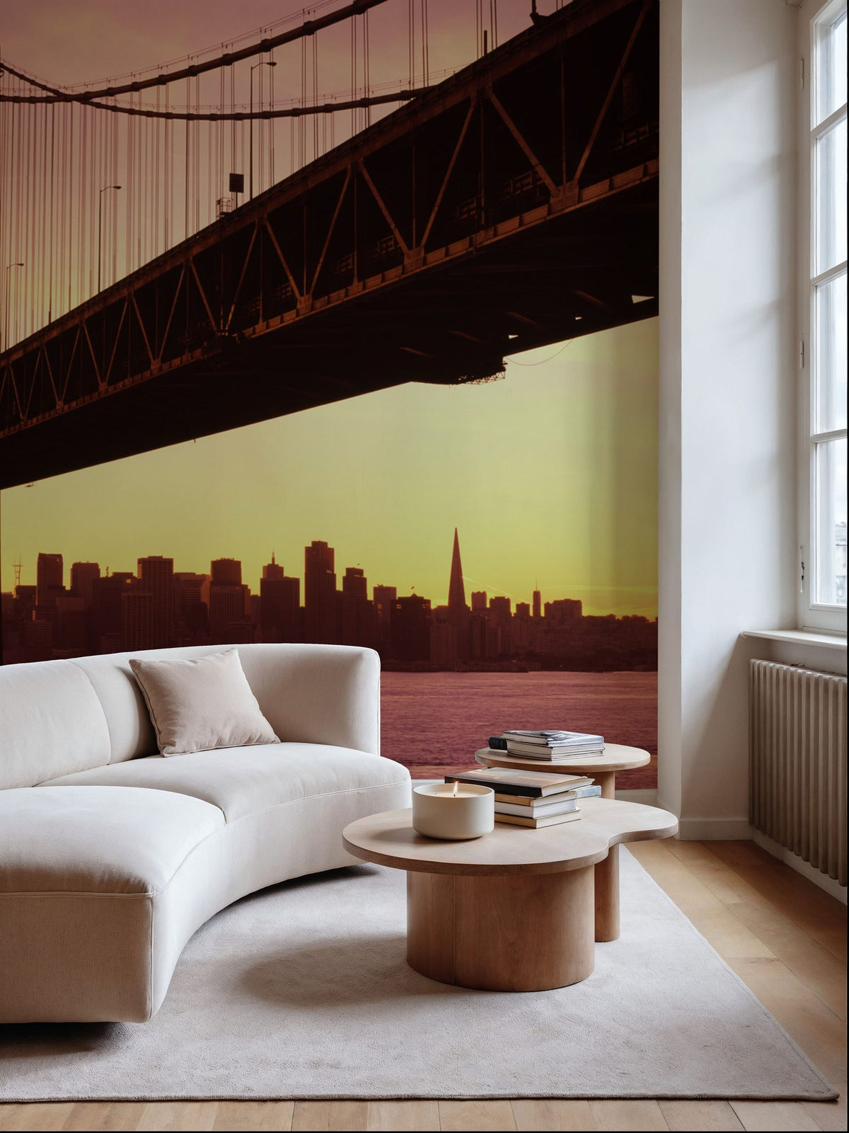 Sunset Silhouette Bridge Mural Wallpaper - room preview 03