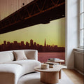 Sunset Silhouette Bridge Mural Wallpaper - room preview 03