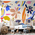 Fun Doodle Florals Mural Wallpaper - room preview 03