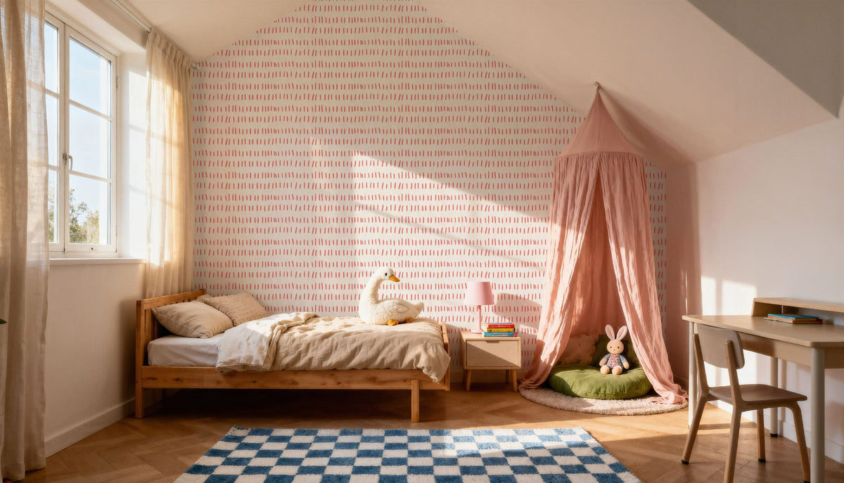 Coastal Leaning Red Mural Wallpaper - room preview 03