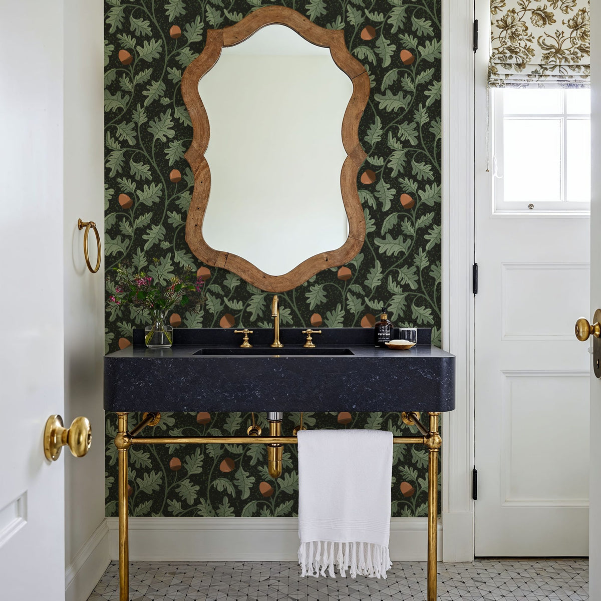 Oak & Acorns, Dark Mural Wallpaper - room preview 03