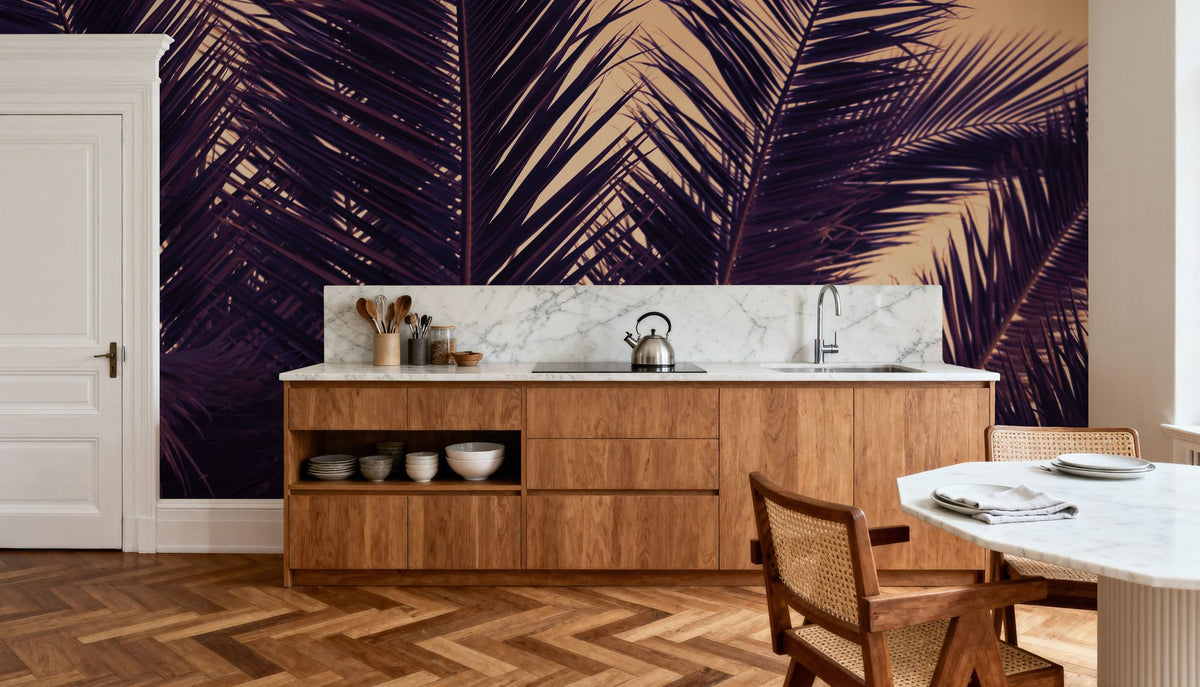 Shy Palm Leaves Mural Wallpaper - room preview 03