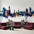 Ipswich England Skyline Blue & Bronze Mural Wallpaper - room preview 03