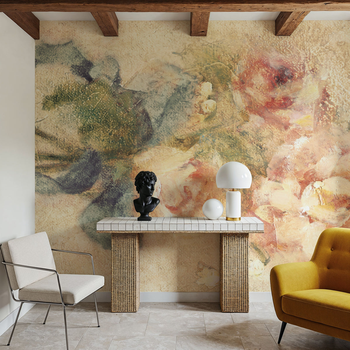 Peony with Ribbon Mural Wallpaper - room preview 03