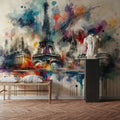 Watercolor Skyline Paris II Mural Wallpaper - room preview 03