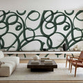 Curly Brush Lines, Salamander Green Mural Wallpaper - room preview 03