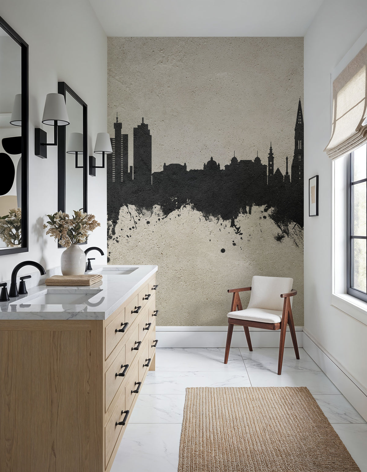 Zagreb Croatia Skyline Concrete Mural Wallpaper - room preview 03