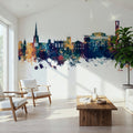 Stratford-upon-Avon England Skyline Blue & Bronze Mural Wallpaper - room preview 03