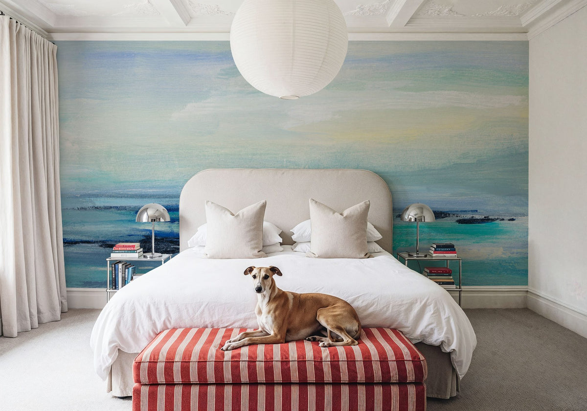Turquoise Sea Waves II Mural Wallpaper - room preview 03