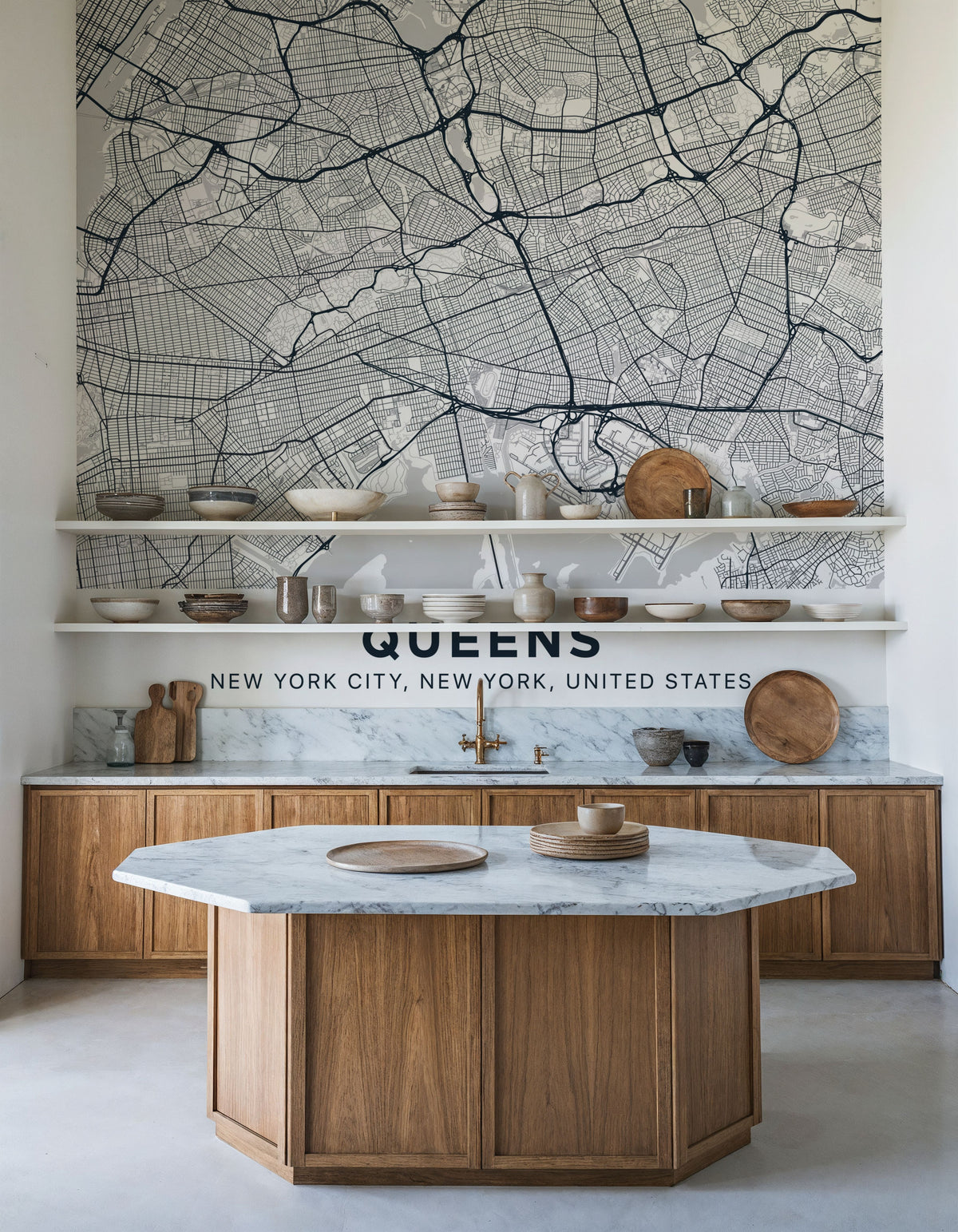 Map of Queens Mural Wallpaper - room preview 03