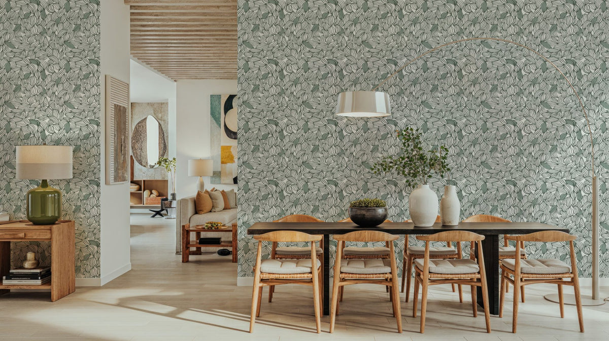 Negative Leaf, Sage Mural Wallpaper - room preview 03