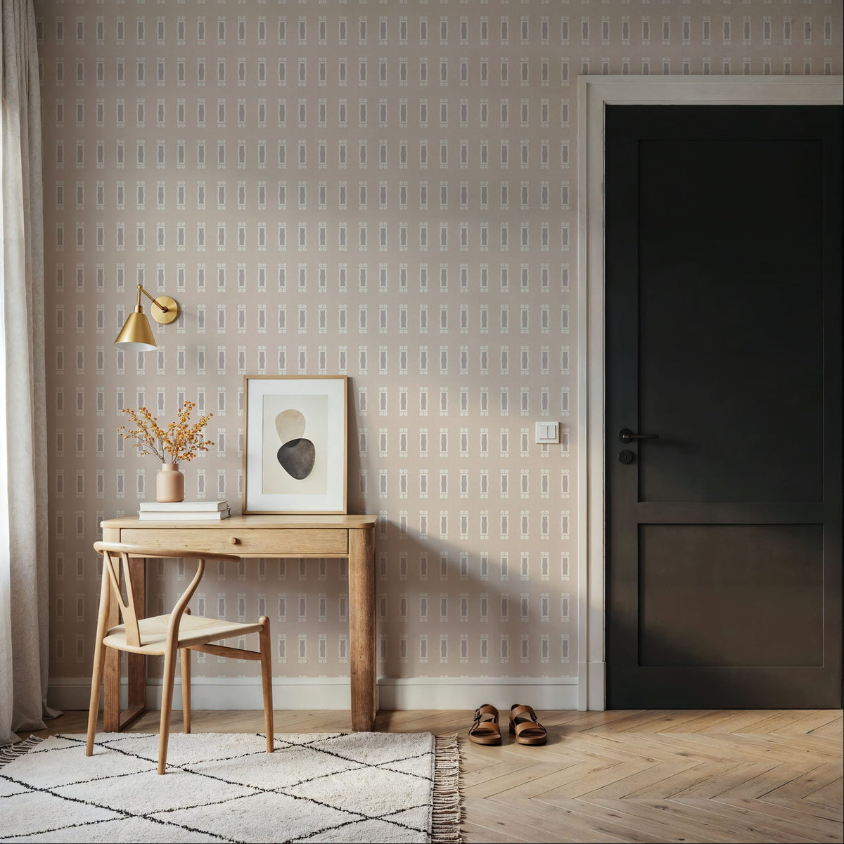 Zelij Rectangles and Leaves Mural Wallpaper - room preview 03