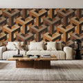Stacking Wood Mural Wallpaper - room preview 03