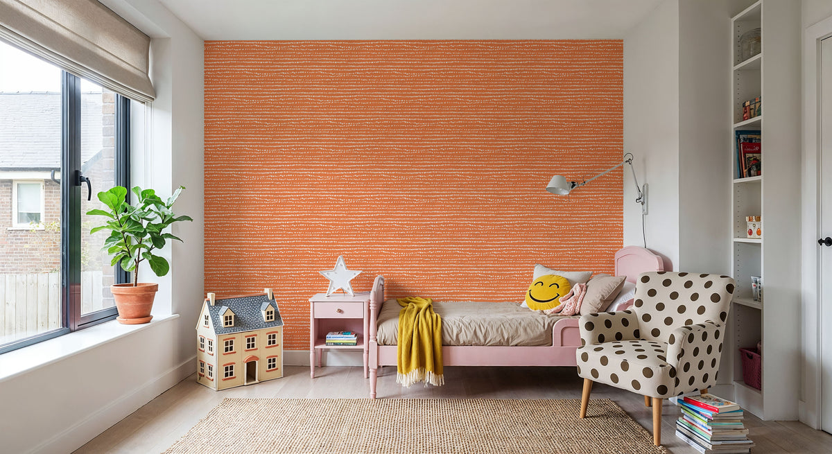 Follow the Dots Orange Mural Wallpaper - room preview 03
