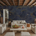 Painted Dreamy Clouds, Indigo Mural Wallpaper - room preview 03