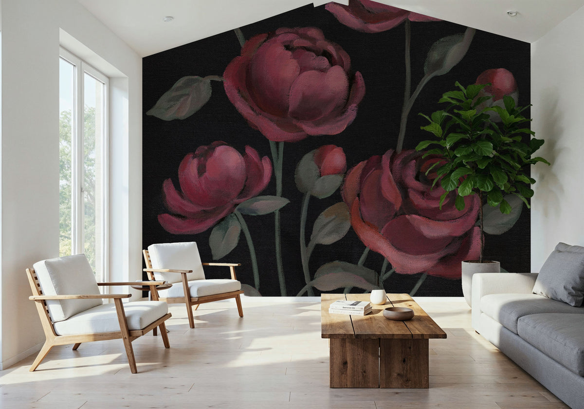 Burgundy Bloom II Mural Wallpaper - room preview 03