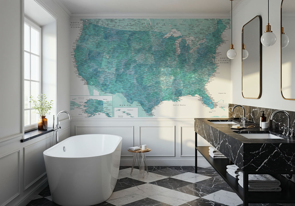 US Map Detailed - Sevyn Mural Wallpaper - room preview 03
